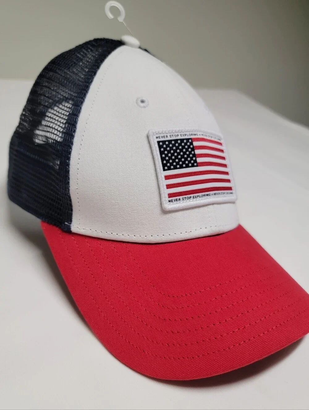 NWOT The North Face Trucker Hat with American Flag Patch